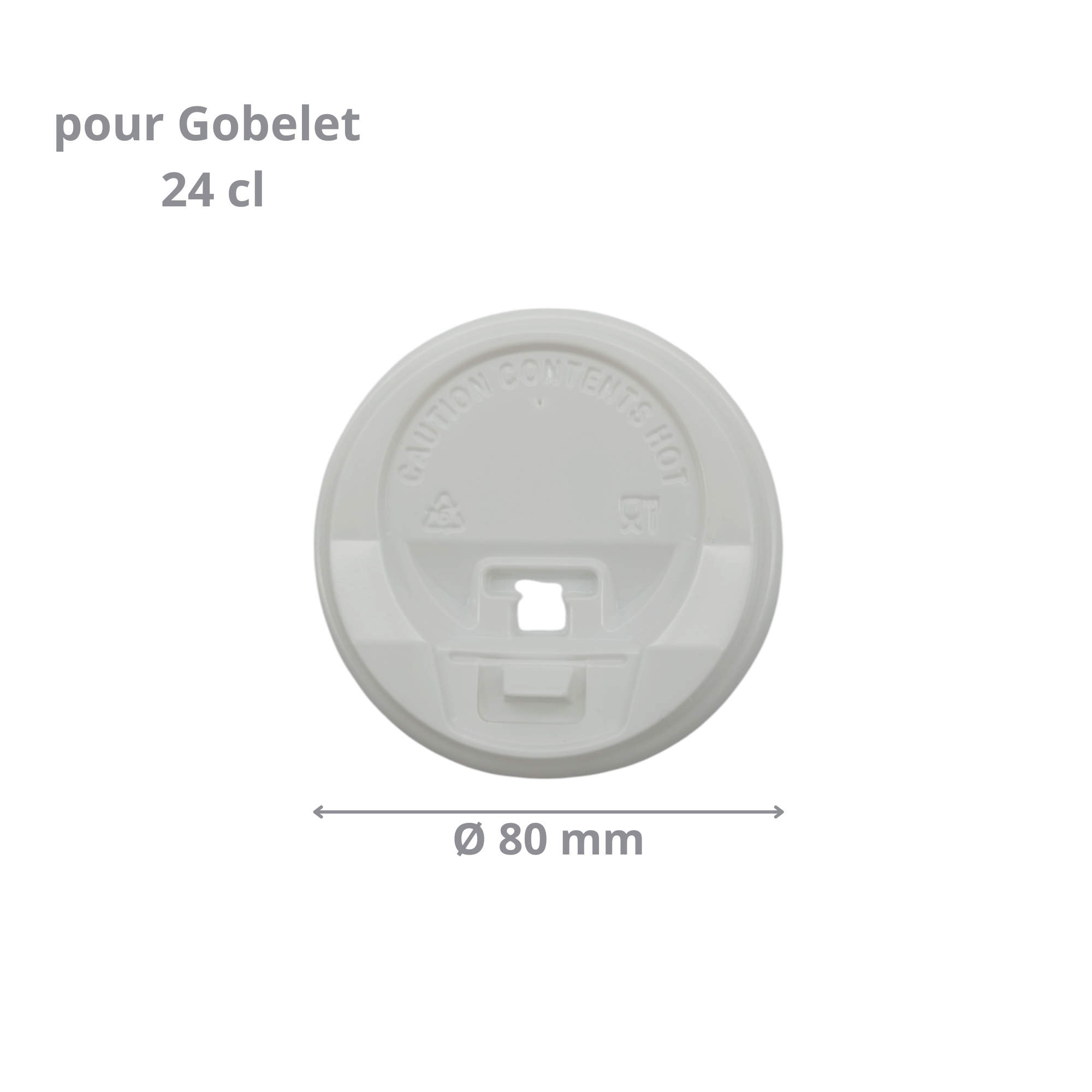 Couvercle en plastique blanc pour gobelet 24 cl 8 oz